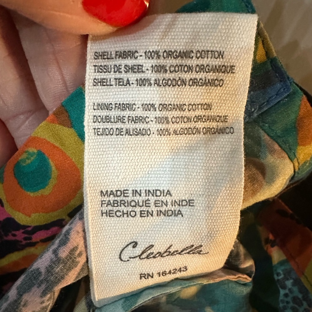 Cleobella Kai 100% Organic Cotton Puff Sleeve Tropical Print Blouse Size Small - Picture 9 of 12